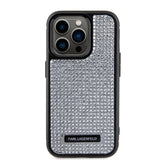 Apple iPhone 15 Pro Max Kılıf Karl Lagerfeld Taşlı Metal Logo Orjinal Lisanslı Kapak