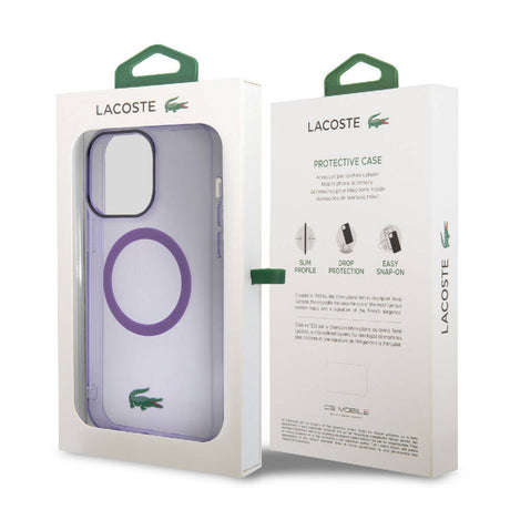 Apple iPhone 15 Pro Max Kılıf Lacoste Orjinal Lisanslı M-safe Şarj Özellikli İkonik Timsah Logolu Hard Parme Kapak