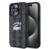 Apple iPhone 15 Pro Max Kılıf Lacoste Orjinal Lisanslı M-safe Şarj Özellikli Mono Vintage Logo Kapak