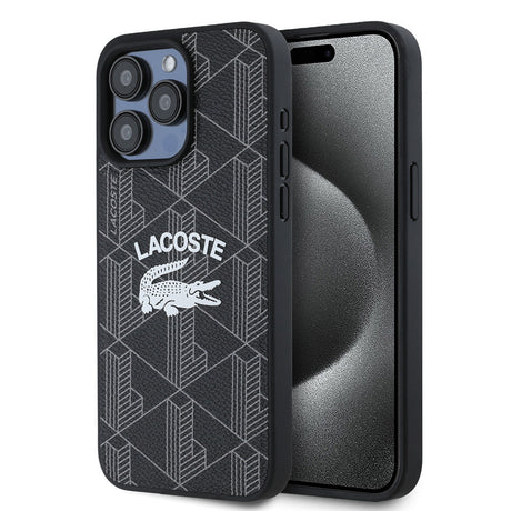 Apple iPhone 15 Pro Max Kılıf Lacoste Orjinal Lisanslı M-safe Şarj Özellikli Mono Vintage Logo Kapak