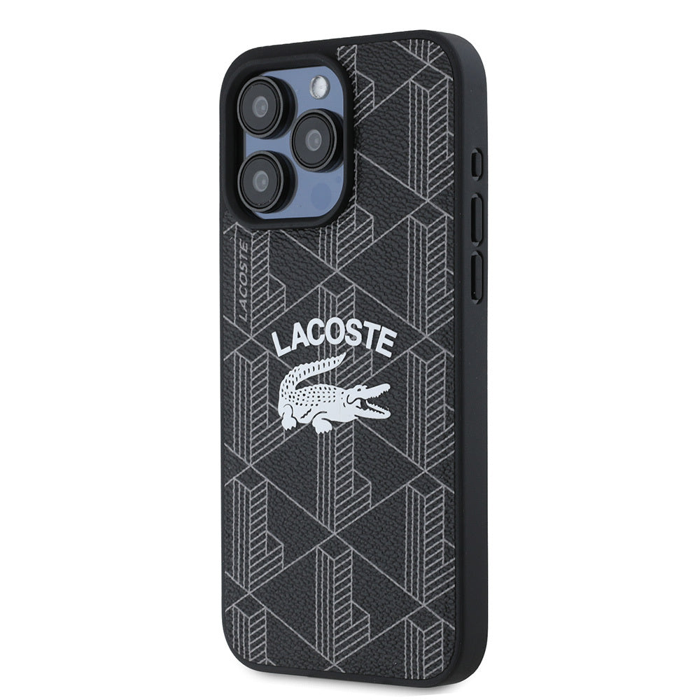 Apple iPhone 15 Pro Max Kılıf Lacoste Orjinal Lisanslı M-safe Şarj Özellikli Mono Vintage Logo Kapak