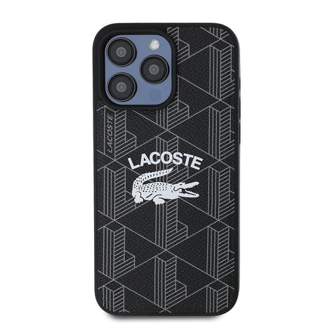 Apple iPhone 15 Pro Max Kılıf Lacoste Orjinal Lisanslı M-safe Şarj Özellikli Mono Vintage Logo Kapak