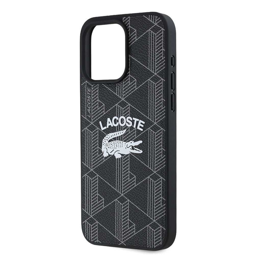 Apple iPhone 15 Pro Max Kılıf Lacoste Orjinal Lisanslı M-safe Şarj Özellikli Mono Vintage Logo Kapak
