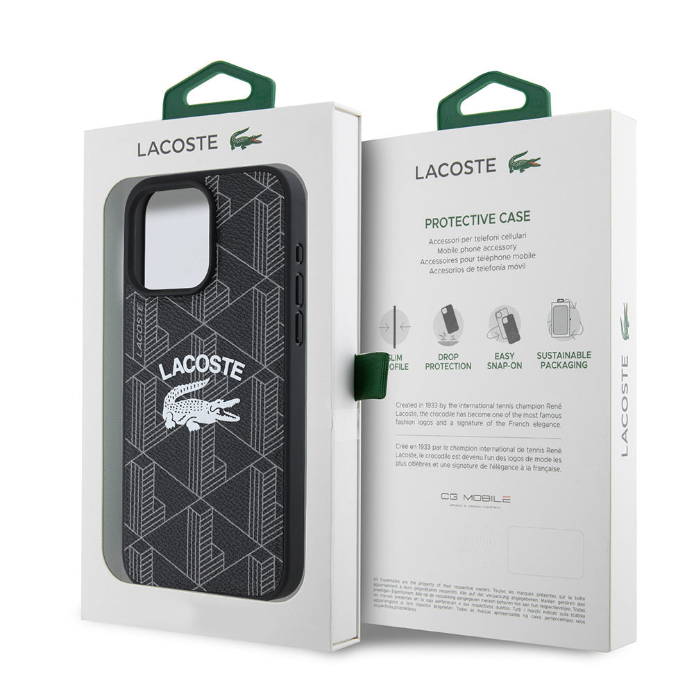 Apple iPhone 15 Pro Max Kılıf Lacoste Orjinal Lisanslı M-safe Şarj Özellikli Mono Vintage Logo Kapak
