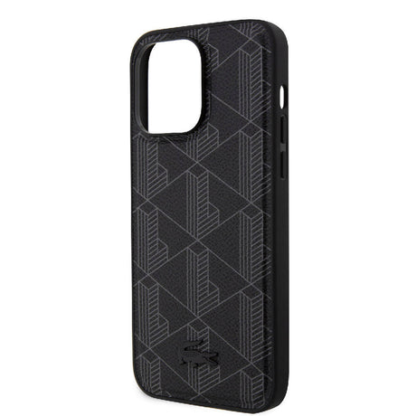 Apple iPhone 15 Pro Max Kılıf Lacoste Orjinal Lisanslı M-safe Şarj Özellikli PU Deri Görünümlü Karışık Monogram Desenli Kapak
