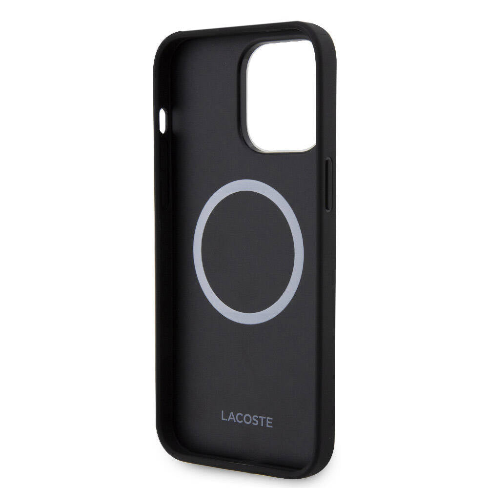 Apple iPhone 15 Pro Max Kılıf Lacoste Orjinal Lisanslı M-safe Şarj Özellikli PU Deri Görünümlü Karışık Monogram Desenli Kapak