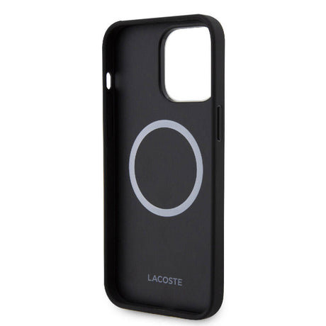 Apple iPhone 15 Pro Max Kılıf Lacoste Orjinal Lisanslı M-safe Şarj Özellikli PU Deri Görünümlü Karışık Monogram Desenli Kapak