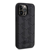 Apple iPhone 15 Pro Max Kılıf Lacoste Orjinal Lisanslı M-safe Şarj Özellikli PU Deri Görünümlü Karışık Monogram Desenli Kapak