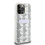 Apple iPhone 15 Pro Max Kılıf Lacoste Orjinal Lisanslı M-safe Şarj Özellikli PU Deri Görünümlü Kartlıklı Karışık Monogram Desenli Kapak