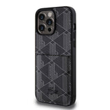 Apple iPhone 15 Pro Max Kılıf Lacoste Orjinal Lisanslı M-safe Şarj Özellikli PU Deri Görünümlü Kartlıklı Karışık Monogram Desenli Kapak