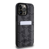 Apple iPhone 15 Pro Max Kılıf Lacoste Orjinal Lisanslı M-safe Şarj Özellikli PU Deri Görünümlü Kartlıklı Karışık Monogram Desenli Kapak