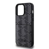 Apple iPhone 15 Pro Max Kılıf Lacoste Orjinal Lisanslı M-safe Şarj Özellikli PU Deri Görünümlü Kartlıklı Karışık Monogram Desenli Kapak