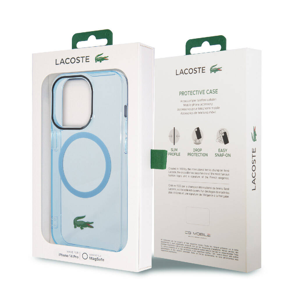 Apple iPhone 15 Pro Max Kılıf Lacoste Orjinal Lisanslı M-safe Şarj Özellikli Transparan Timsah Logo Baskılı Kapak