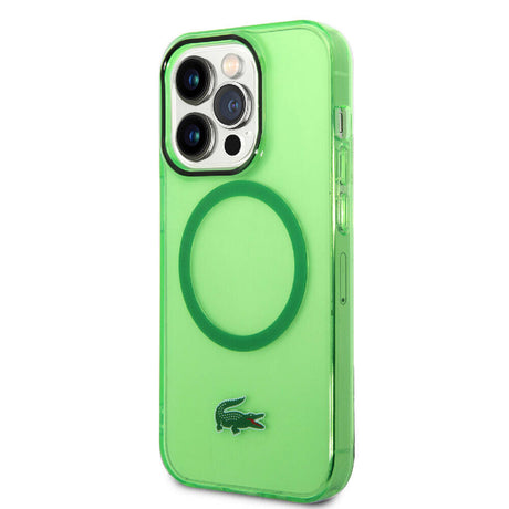 Apple iPhone 15 Pro Max Kılıf Lacoste Orjinal Lisanslı M-safe Şarj Özellikli Transparan Timsah Logo Baskılı Kapak