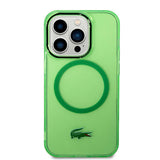 Apple iPhone 15 Pro Max Kılıf Lacoste Orjinal Lisanslı M-safe Şarj Özellikli Transparan Timsah Logo Baskılı Kapak