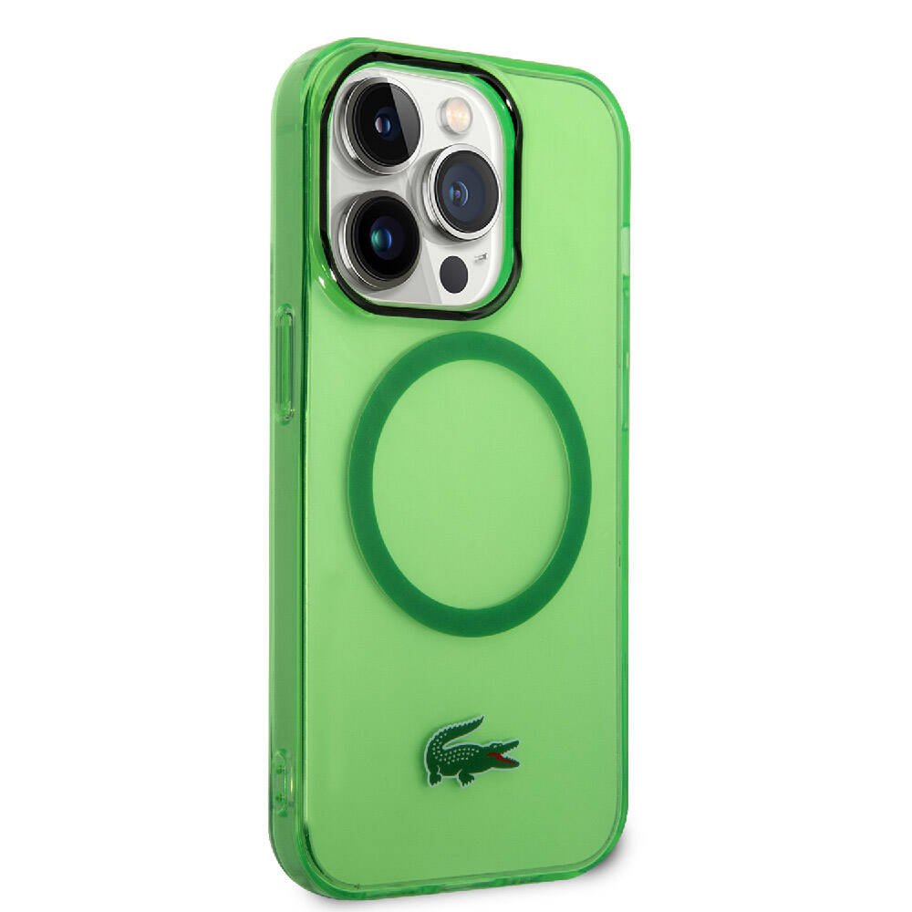 Apple iPhone 15 Pro Max Kılıf Lacoste Orjinal Lisanslı M-safe Şarj Özellikli Transparan Timsah Logo Baskılı Kapak