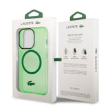 Apple iPhone 15 Pro Max Kılıf Lacoste Orjinal Lisanslı M-safe Şarj Özellikli Transparan Timsah Logo Baskılı Kapak