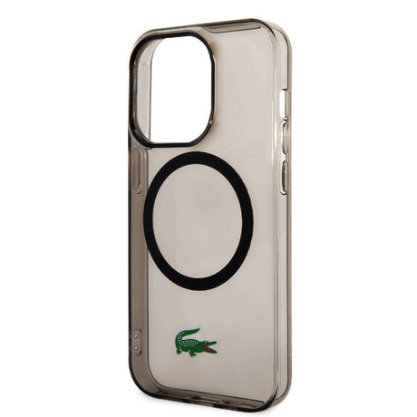 Apple iPhone 15 Pro Max Kılıf Lacoste Orjinal Lisanslı M-safe Şarj Özellikli Transparan Timsah Logo Baskılı Kapak