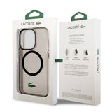 Apple iPhone 15 Pro Max Kılıf Lacoste Orjinal Lisanslı M-safe Şarj Özellikli Transparan Timsah Logo Baskılı Kapak