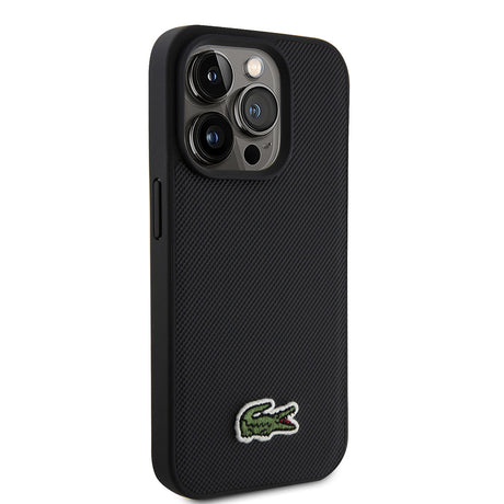 Apple iPhone 15 Pro Max Kılıf Lacoste Orjinal Lisanslı PU Pike Desenli Arka Yüzey İkonik Timsah Dokuma Logolu Kapak + Type-C Kablo 1.5m