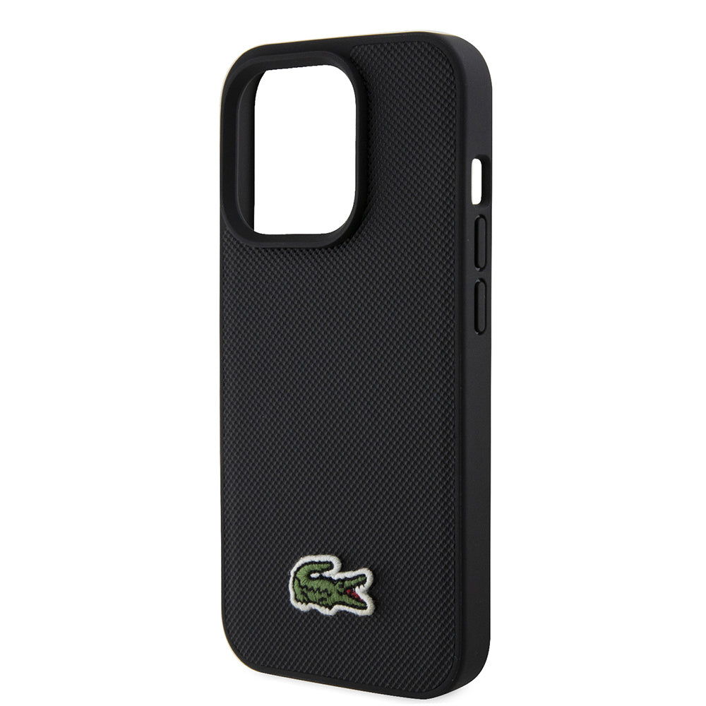 Apple iPhone 15 Pro Max Kılıf Lacoste Orjinal Lisanslı PU Pike Desenli Arka Yüzey İkonik Timsah Dokuma Logolu Kapak + Type-C Kablo 1.5m