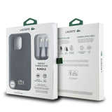 Apple iPhone 15 Pro Max Kılıf Lacoste Orjinal Lisanslı PU Pike Desenli Arka Yüzey İkonik Timsah Dokuma Logolu Kapak + Type-C Kablo 1.5m