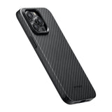 Apple iPhone 15 Pro Max Kılıf M-safe Şarj Özellikli 1500D Aramid Fiber Pitaka Military-Grade Classic Serisi Black-Grey Twill Kapak