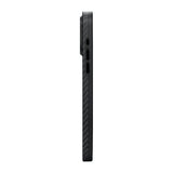 Apple iPhone 15 Pro Max Kılıf M-safe Şarj Özellikli 1500D Aramid Fiber Pitaka Military-Grade Classic Serisi Black-Grey Twill Kapak