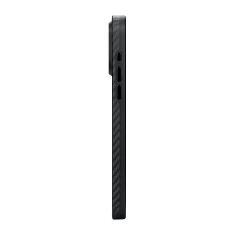 Apple iPhone 15 Pro Max Kılıf M-safe Şarj Özellikli 1500D Aramid Fiber Pitaka Military-Grade Classic Serisi Black-Grey Twill Kapak
