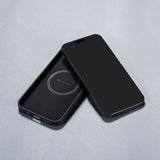 Apple iPhone 15 Pro Max Kılıf M-safe Şarj Özellikli 1500D Aramid Fiber Pitaka Military-Grade Classic Serisi Black-Grey Twill Kapak