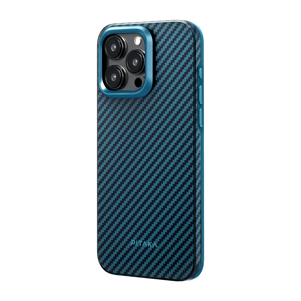 Apple iPhone 15 Pro Max Kılıf M-safe Şarj Özellikli 1500D Aramid Fiber Pitaka Military-Grade Classic Serisi Black-Grey Twill Kapak
