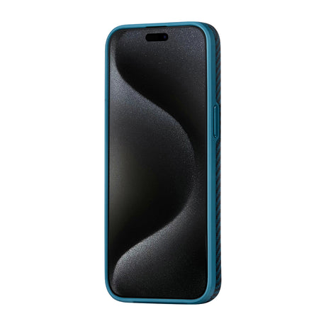 Apple iPhone 15 Pro Max Kılıf M-safe Şarj Özellikli 1500D Aramid Fiber Pitaka Military-Grade Classic Serisi Black-Grey Twill Kapak