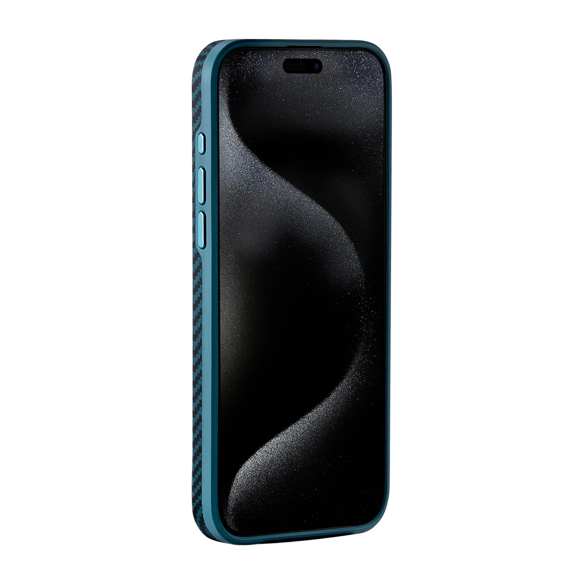 Apple iPhone 15 Pro Max Kılıf M-safe Şarj Özellikli 1500D Aramid Fiber Pitaka Military-Grade Classic Serisi Black-Grey Twill Kapak