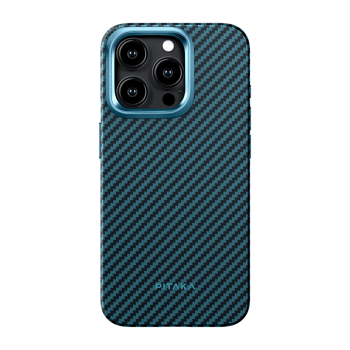 Apple iPhone 15 Pro Max Kılıf M-safe Şarj Özellikli 1500D Aramid Fiber Pitaka Military-Grade Classic Serisi Black-Grey Twill Kapak