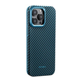 Apple iPhone 15 Pro Max Kılıf M-safe Şarj Özellikli 1500D Aramid Fiber Pitaka Military-Grade Classic Serisi Black-Grey Twill Kapak