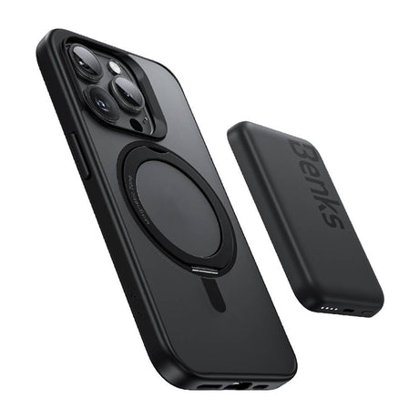Apple iPhone 15 Pro Max Kılıf M-safe Şarj Özellikli 360° Dönebilen Benks Pop Stand Kapak