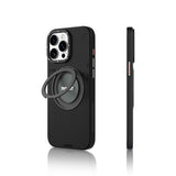 Apple iPhone 15 Pro Max Kılıf M-safe Şarj Özellikli 360° Standlı Basit Mat Deri Desenli Youngkit Tech Leather Serisi Kapak