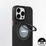 Apple iPhone 15 Pro Max Kılıf M-safe Şarj Özellikli 360° Standlı Basit Mat Deri Desenli Youngkit Tech Leather Serisi Kapak