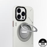 Apple iPhone 15 Pro Max Kılıf M-safe Şarj Özellikli 360° Standlı Basit Mat Deri Desenli Youngkit Tech Leather Serisi Kapak