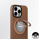 Apple iPhone 15 Pro Max Kılıf M-safe Şarj Özellikli 360° Standlı Basit Mat Deri Desenli Youngkit Tech Leather Serisi Kapak