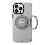 Apple iPhone 15 Pro Max Kılıf M-safe Şarj Özellikli 360° Standlı Basit Mat Deri Desenli Youngkit Tech Leather Serisi Kapak
