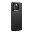 Apple iPhone 15 Pro Max Kılıf M-safe Şarj Özellikli 600D Aramid Fiber Pitaka Military-Grade Classic Serisi Black-Grey Twill Kapak
