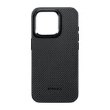 Apple iPhone 15 Pro Max Kılıf M-safe Şarj Özellikli 600D Aramid Fiber Pitaka Military-Grade Classic Serisi Black-Grey Twill Kapak