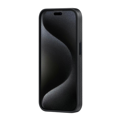 Apple iPhone 15 Pro Max Kılıf M-safe Şarj Özellikli 600D Aramid Fiber Pitaka Military-Grade Classic Serisi Black-Grey Twill Kapak
