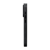 Apple iPhone 15 Pro Max Kılıf M-safe Şarj Özellikli 600D Aramid Fiber Pitaka Military-Grade Classic Serisi Black-Grey Twill Kapak