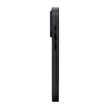 Apple iPhone 15 Pro Max Kılıf M-safe Şarj Özellikli 600D Aramid Fiber Pitaka Military-Grade Classic Serisi Black-Grey Twill Kapak
