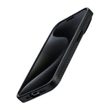 Apple iPhone 15 Pro Max Kılıf M-safe Şarj Özellikli 600D Aramid Fiber Pitaka Military-Grade Classic Serisi Black-Grey Twill Kapak