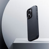 Apple iPhone 15 Pro Max Kılıf M-safe Şarj Özellikli 600D Aramid Fiber Pitaka Military-Grade Classic Serisi Black-Grey Twill Kapak