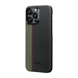 Apple iPhone 15 Pro Max Kılıf M-safe Şarj Özellikli 600D Aramid Fiber Pitaka Tactile Woven Orchestra Serisi Overture Kapak