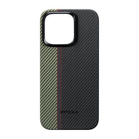 Apple iPhone 15 Pro Max Kılıf M-safe Şarj Özellikli 600D Aramid Fiber Pitaka Tactile Woven Orchestra Serisi Overture Kapak